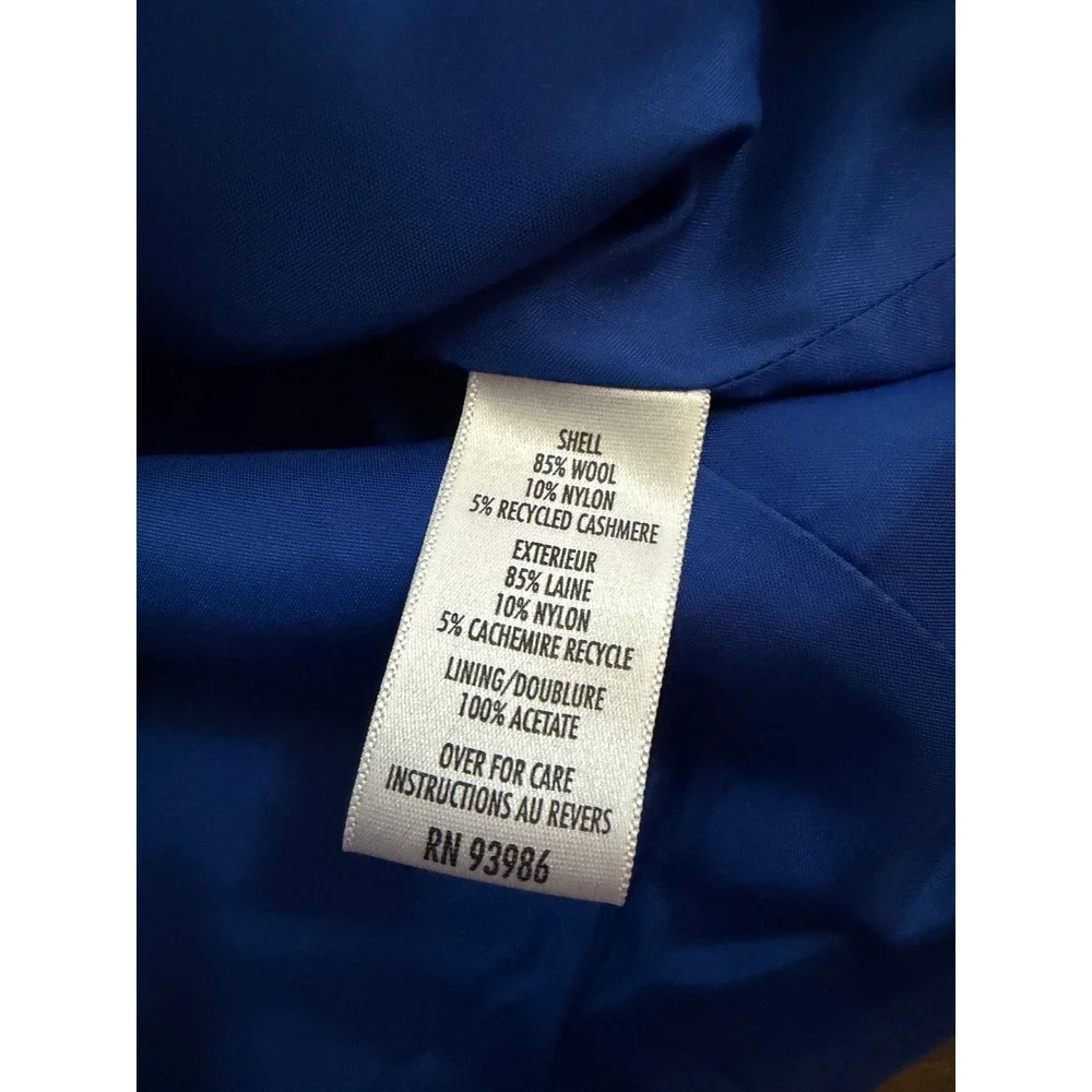 Casual Corner Annex Blazer Womens 4P Blue Wool Cashmere Solid Petite Profess
